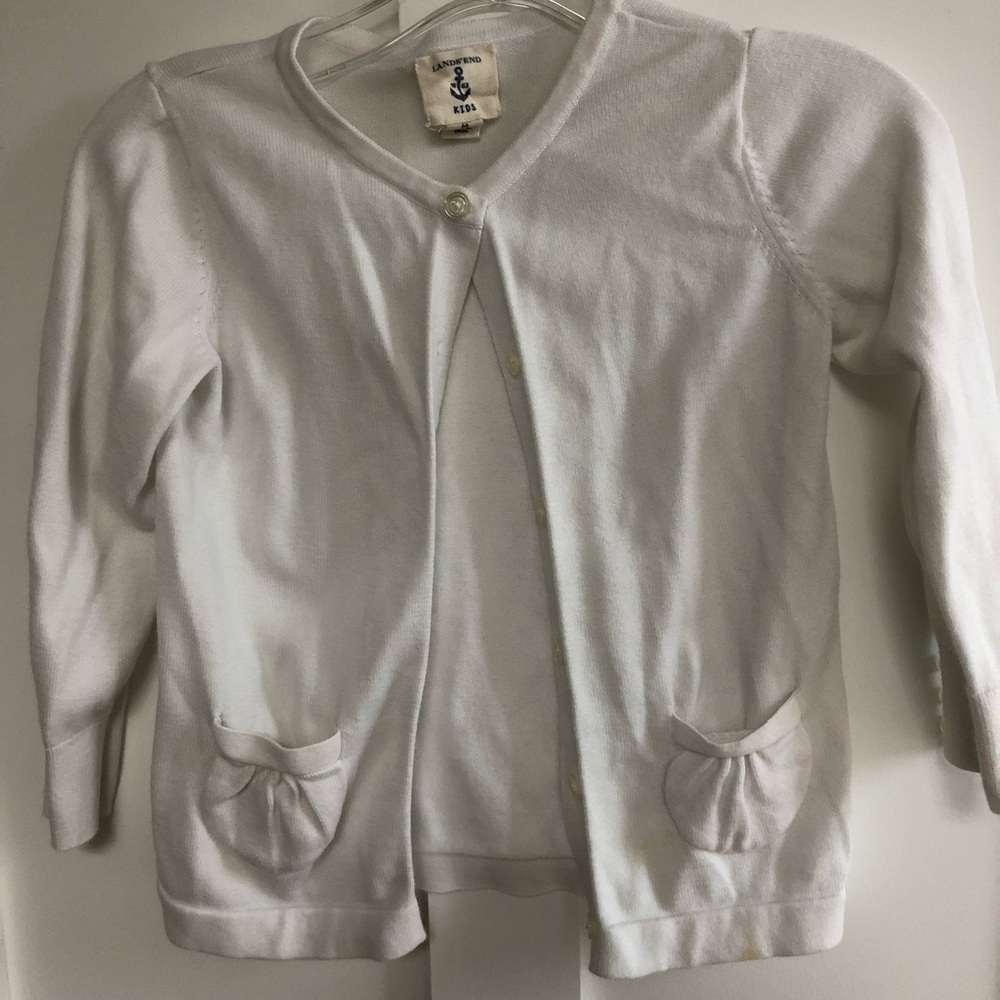 Lands End Kids white girls cardigan